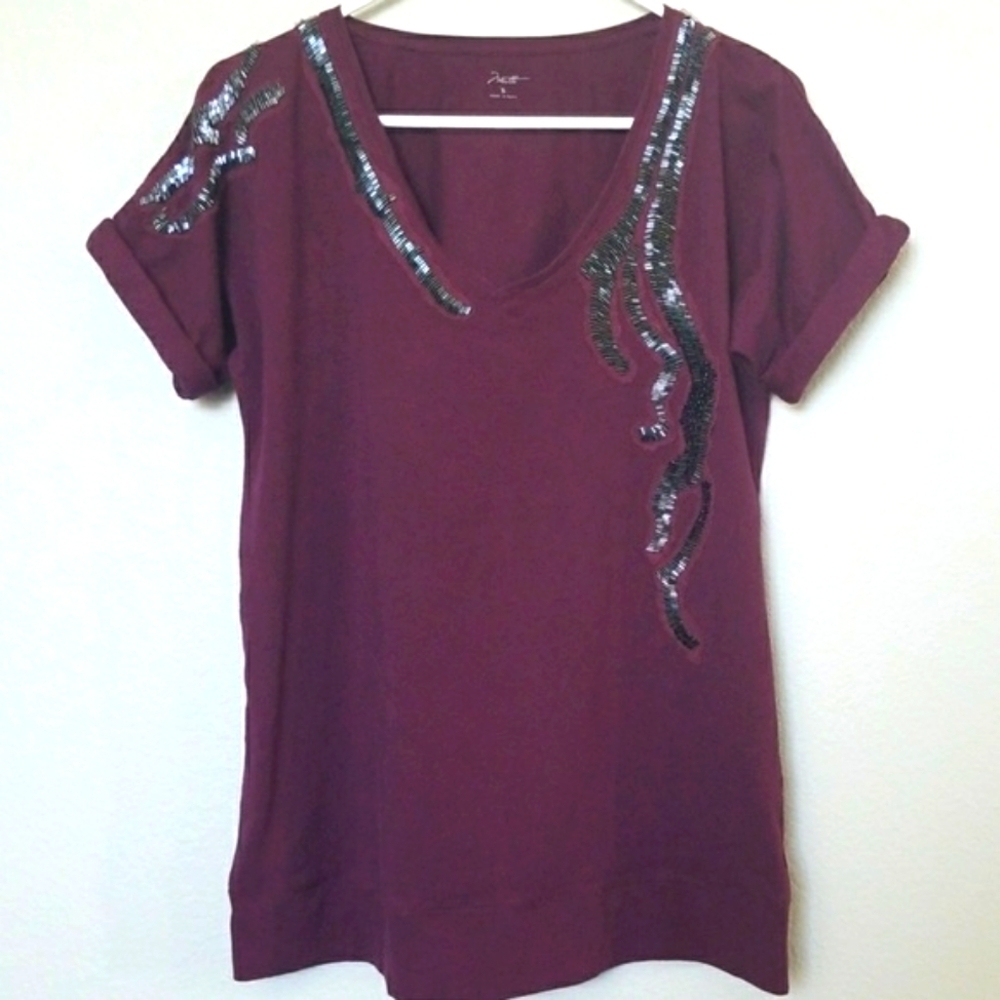 Motto Embellished Oversized Boho Artsy Short Sleeve t shirt size medium